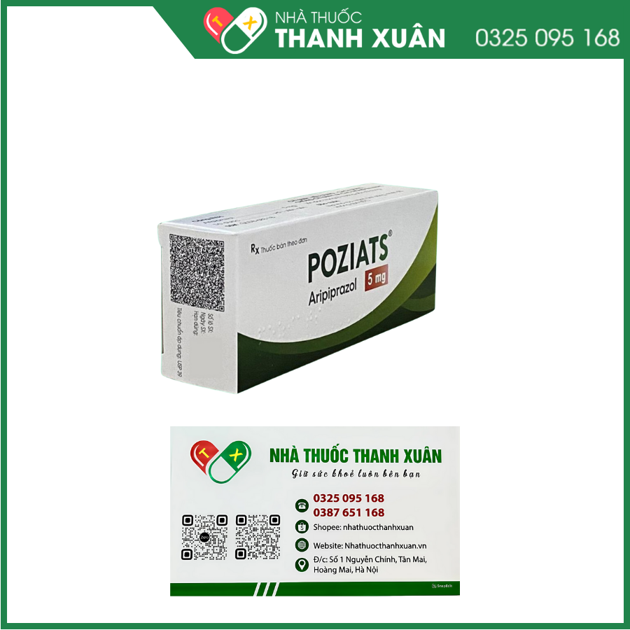 Thuốc Poziats 5mg điều trị tâm thần phân liệt, điều trị rối loạn lưỡng cực cấp tính